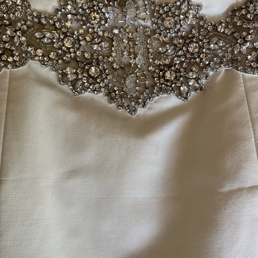 Nicole Miller Wedding Dress with sewn in crystal belt. Style is Dakota. - Picture 6 of 8